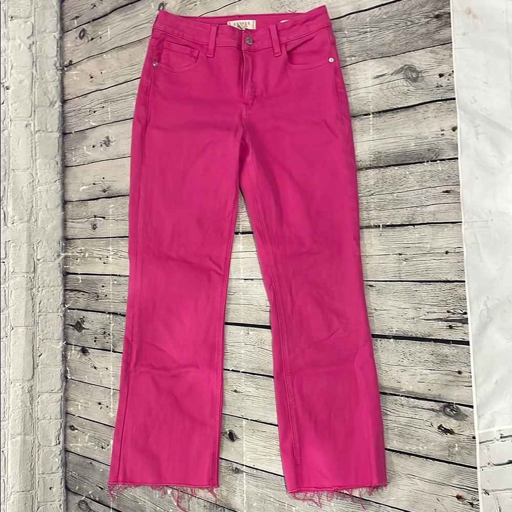 Vibrant Pink Women's Mid Rise Cropped Jeans